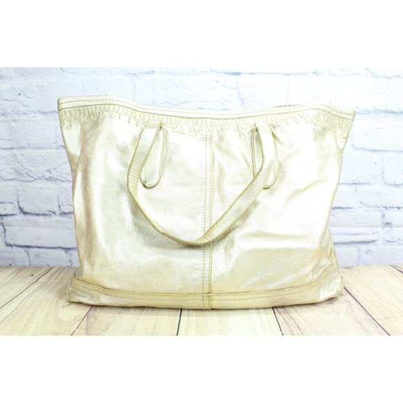 Yves Saint Laurent Metallic Gold Leather Shoulder Tote Bag - Picture 3 of 9